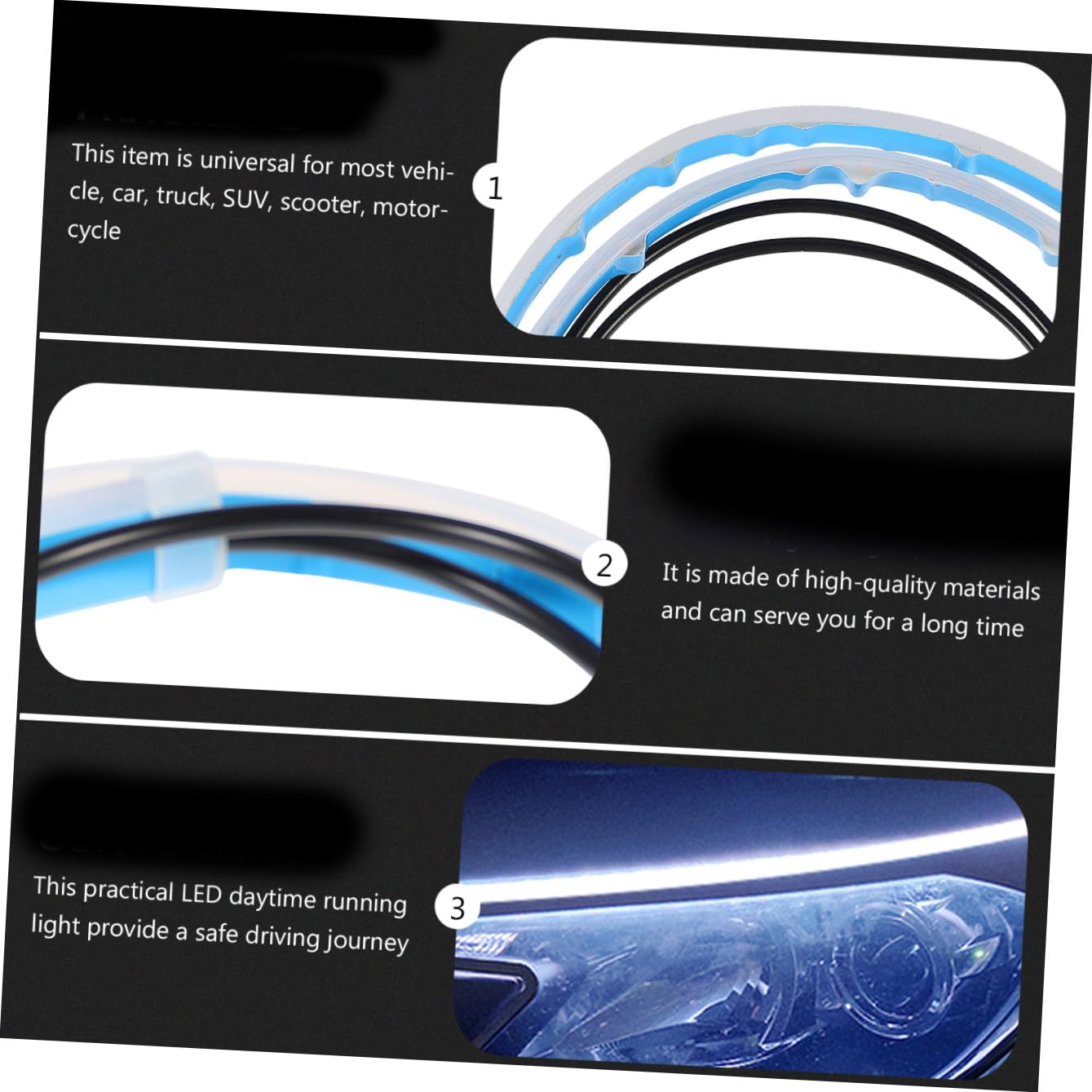 iplusmile 10 Pezzi Corsa Diurna Flessibile Barra Luminosa a Led Faro Dell'auto Striscia Faro a Led Guidato Adesivi Con Strass Luce Di Marcia Diurna Automatica Fari a Bianca Epossidico