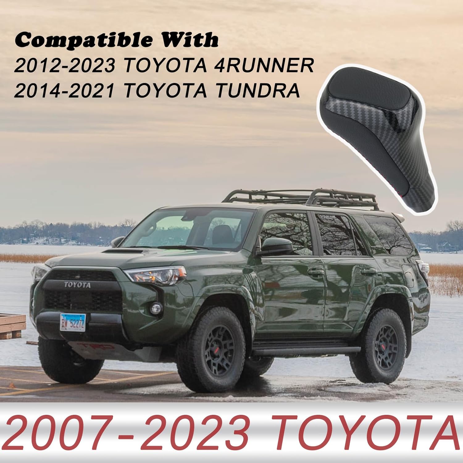 TQPONLY Automatic Gear Shift Knob Compatible with 2012-2023 Toyota 4Runner TRD Pro,2014-2021 Tundra TRD Pro Accessories Replaces PTR57-34141
