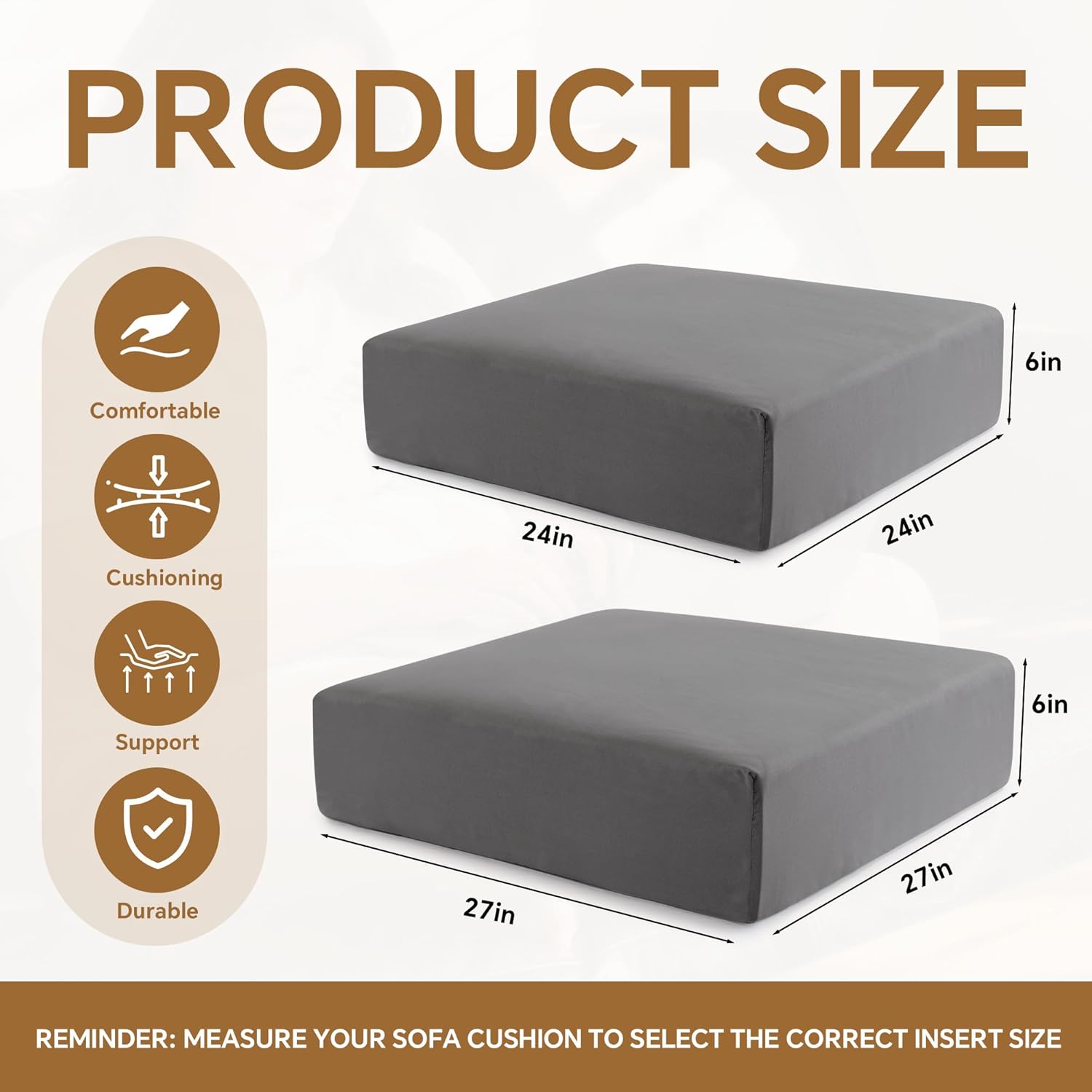 Similar to BALAPET Memory Foam Couch Cushion Replacement, Extra Thickness 6 Layer Sofa Cushions Replacement, High Density Foam Supportive & Soft Sofa Cushion Foam with Removable Cover(24×24×6in)