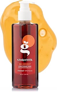 GINGER MILK - Shampoo for Greasy Hair, Build Up, Oily Scalp Dry Ends for all hair types for women and men, with a powerful ginger formula | Be Honest (8 fl oz)