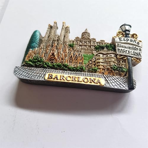 Miniatura 2 de 3D Barcelona España emblemático imán de nevera regalo de recuerdo, resina hecha a mano Barcelona imán nevera hogar y cocina decoración colección