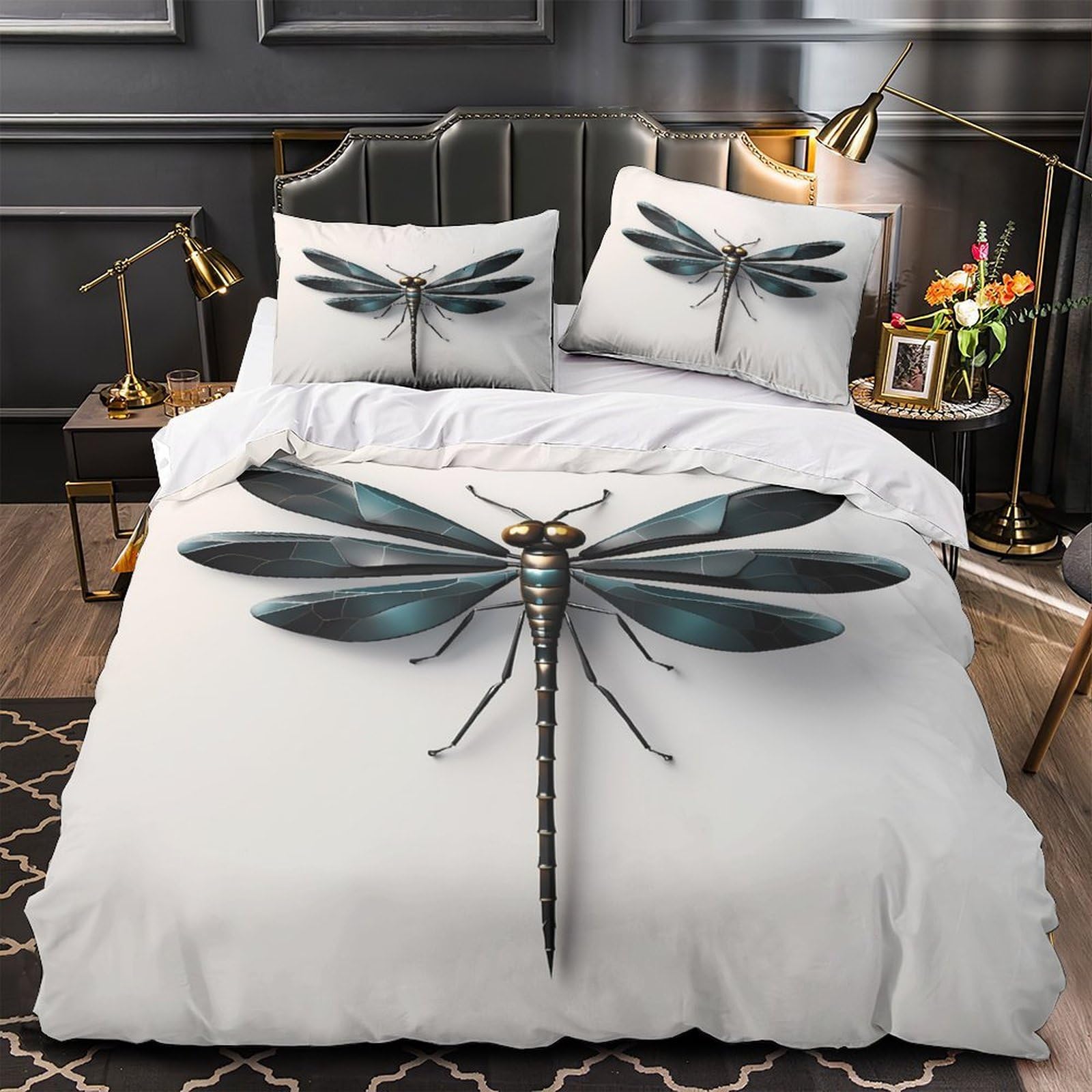 Housse de Couette Dragons 3D Super King 260x220 cm avec Taies d'Oreiller