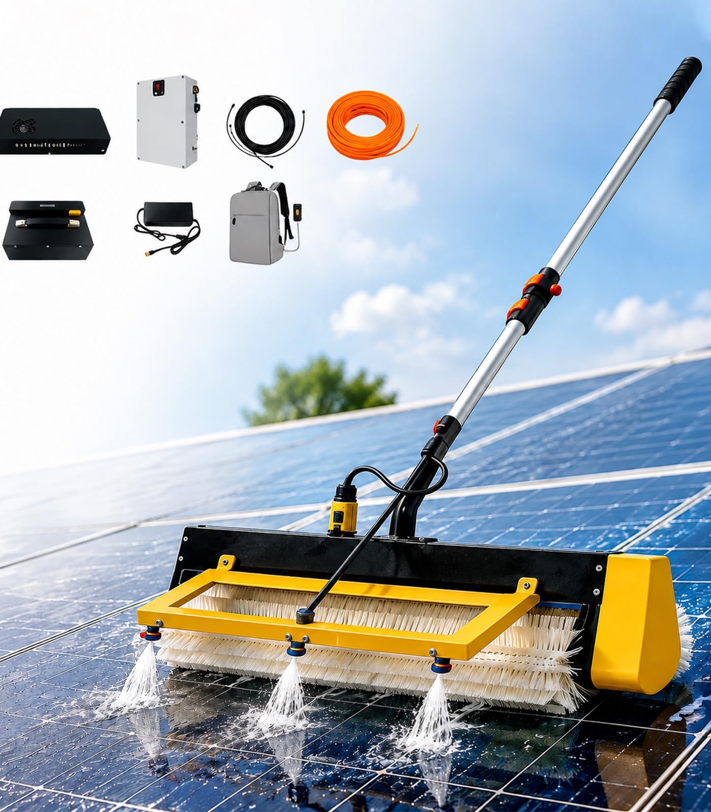 Spazzola per la pulizia dei pannelli solari Dualpowersupplyversion-5.6M