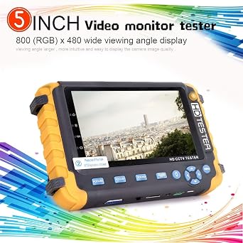 CCTV Tester Security Camera Tester IV8W 5 Inch TFT LCD 4-in-1 8MP AHD TVI 8MP CVI CVBS Coaxial HD Video Monitor Support PTZ Controller/UTP Cable Test/VGA HDMI Input/DC12V Output