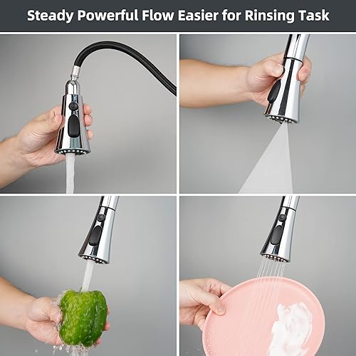 Miniatura 5 de Hibbent Reemplazo del cabezal del grifo de cocina, cabezal de pulverización de cocina desplegable con 9 adaptadores, boquilla de pulverización de