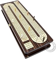 Vista 5 de House of Cribbage - Tabla continua para cuna con incrustaciones de 4 pistas de palisandro/arce con tapas deslizantes y cajón
