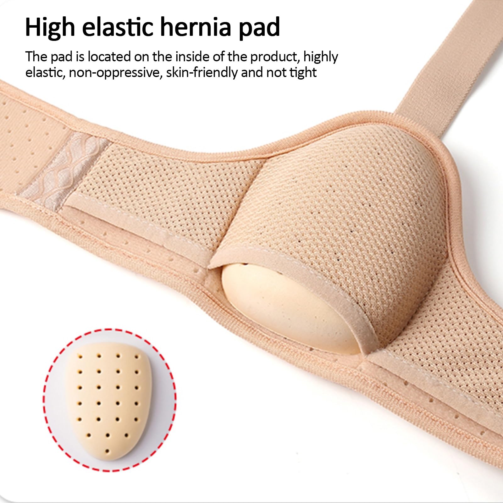 Leistenbruchgürtel, Links oder Rechts, Verstellbare Leistenhernien Unterstützung, für Bauchhernien, mit Herausnehmbaren Kompressionspolstern(Beige,Medium)