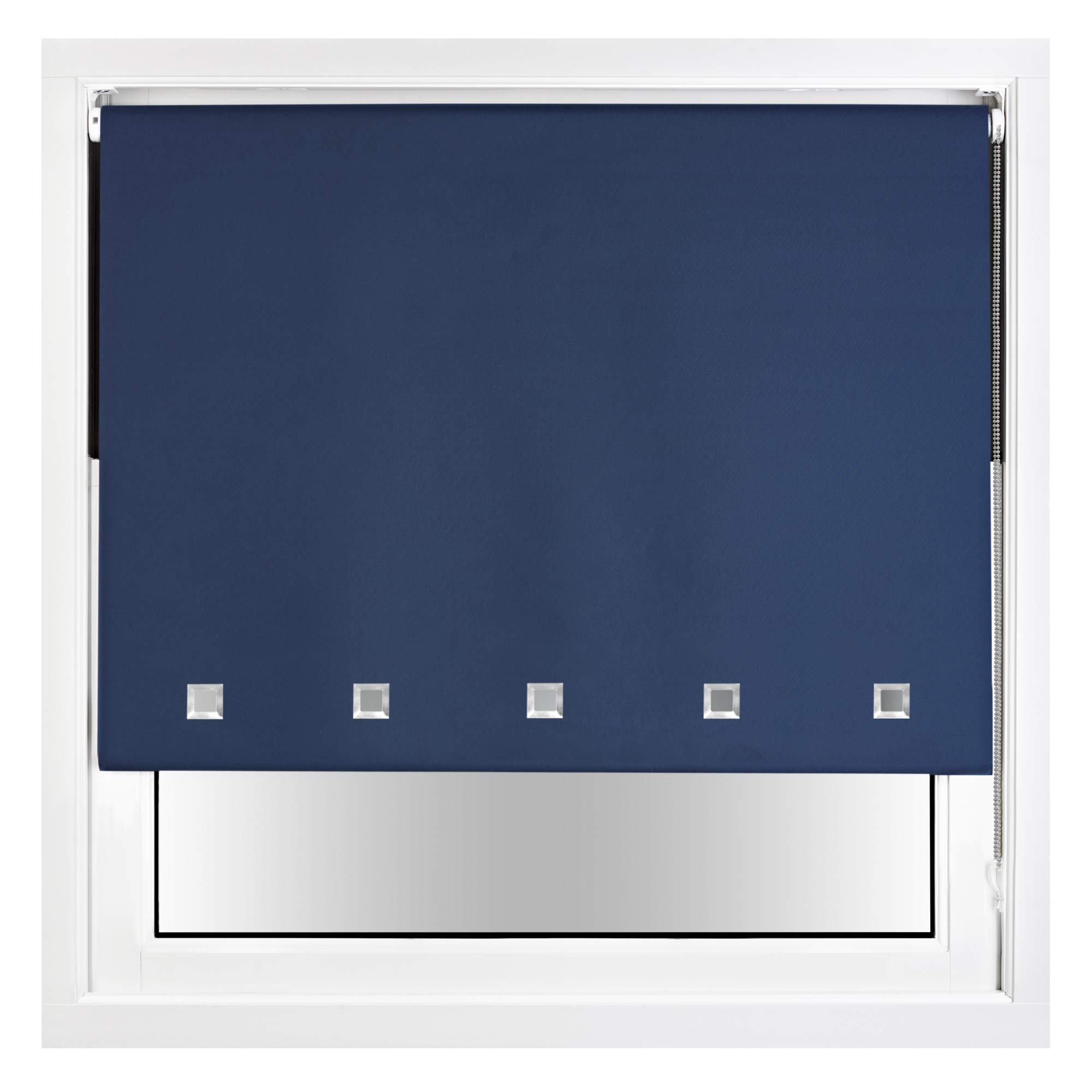 Furnished Navy Blackout Roller Blind With Square Eyelets & Metal Fittings Trimmable - Blue, 105W X 165H Cm Size 3