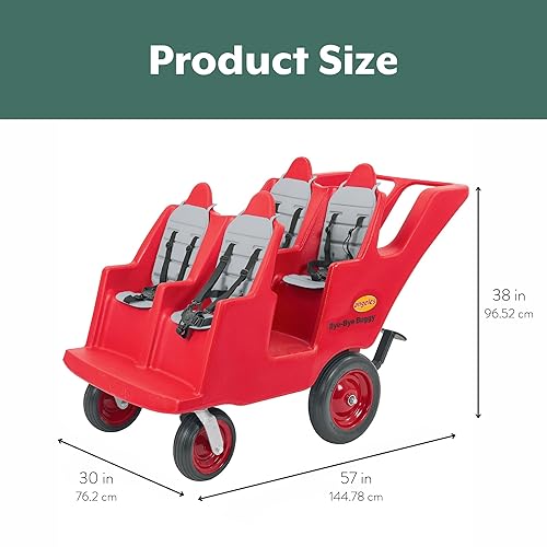 Miniatura 2 de Children's Factory Cochecito de 4 Pasajeros con Llantas "Fat Tire" que Nunca se Desinflan Bye-Bye Buggy, Cochecito Rojo para Múltiples Pasajeros de