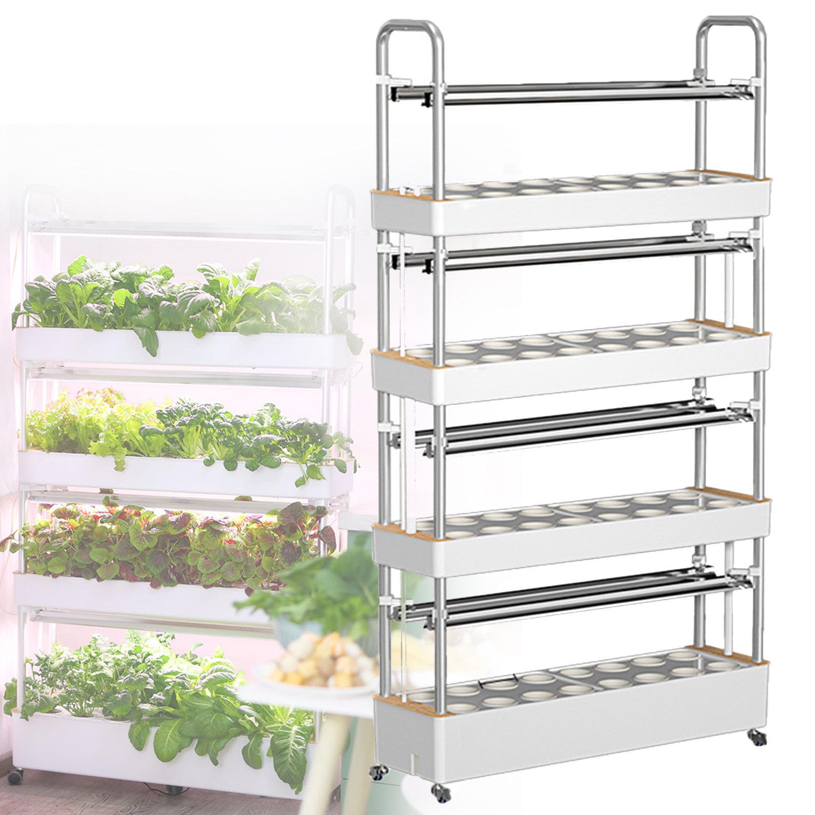 Kit de cultivo hidropónico con luz LED de crecimiento, sistema de torre vertical para hierbas, frutas, verduras, 48/64/90/120 agujeros, sistemas de cultivo de plantas de PVC