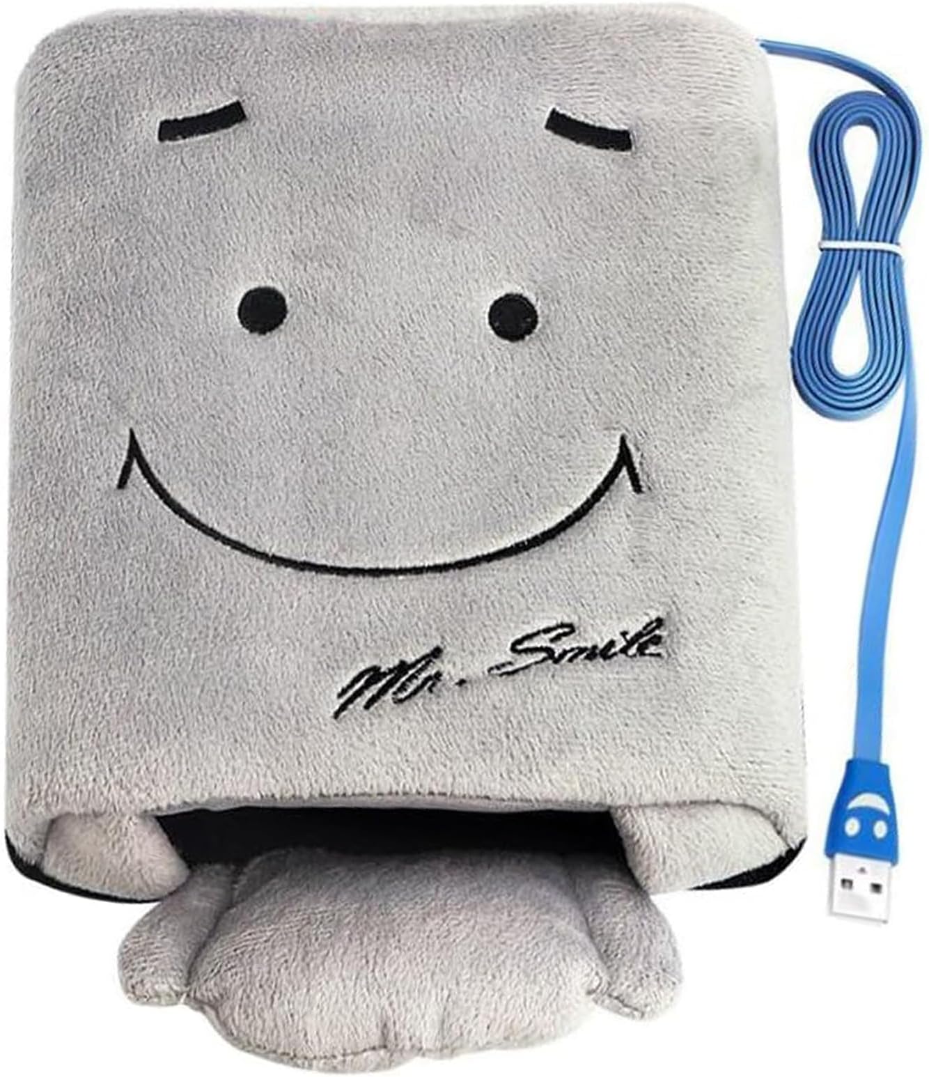Hand Heated Winter Mouse Pad,with Smile Face,Hand Warmers for Mice,Works with All PC Mice(Grey)