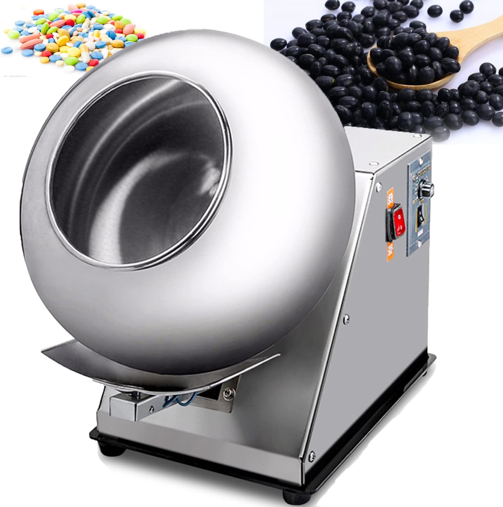 Automatic Tablet Coating Machine Chocolate Coating Machine Sugar Coating Pan Table Top Small Commercial Mini Chocolate Panning Machine,Coater Sugar Pan Peanut Nut Coating Machine,220V