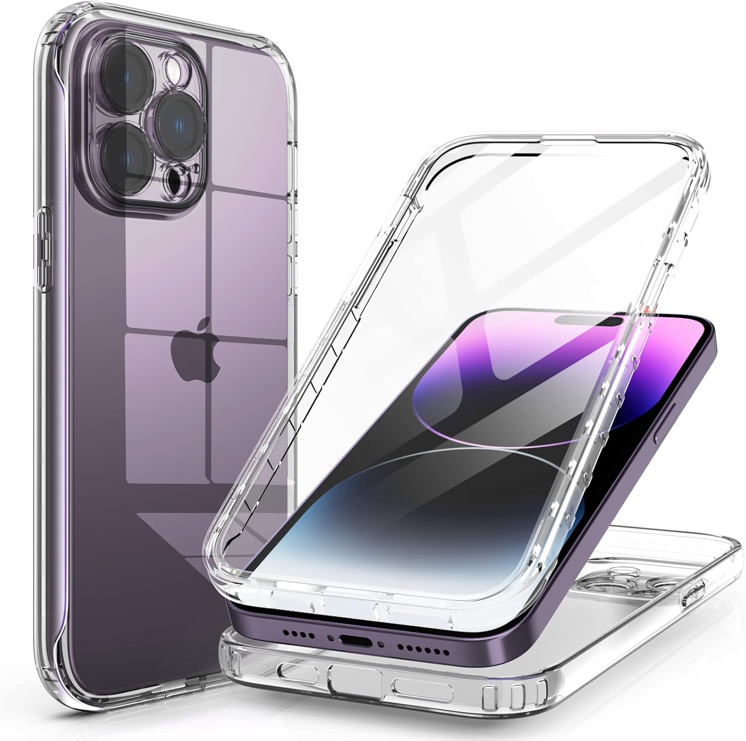 Switdo Compatible with iPhone 14 Pro Case Clear with Builtin Screen