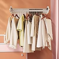 Vista 7 de Tendedero de secado de ropa (28 pulgadas blanco), estante de secado de ropa montado en la pared, soporte de pared para ropa, plegable, plegable