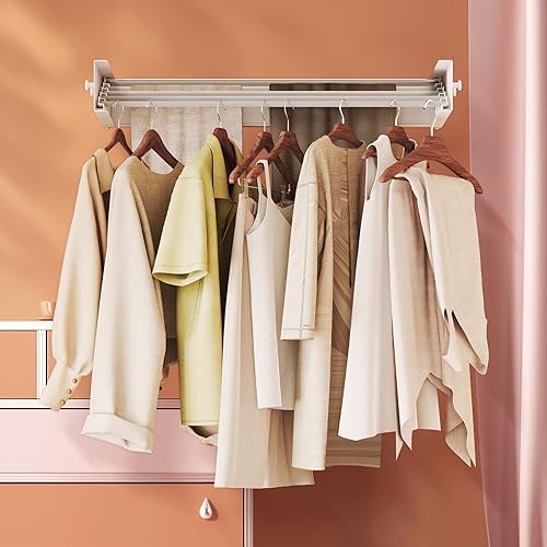 Miniatura 7 de Tendedero de secado de ropa (28 pulgadas blanco), estante de secado de ropa montado en la pared, soporte de pared para ropa, plegable, plegable