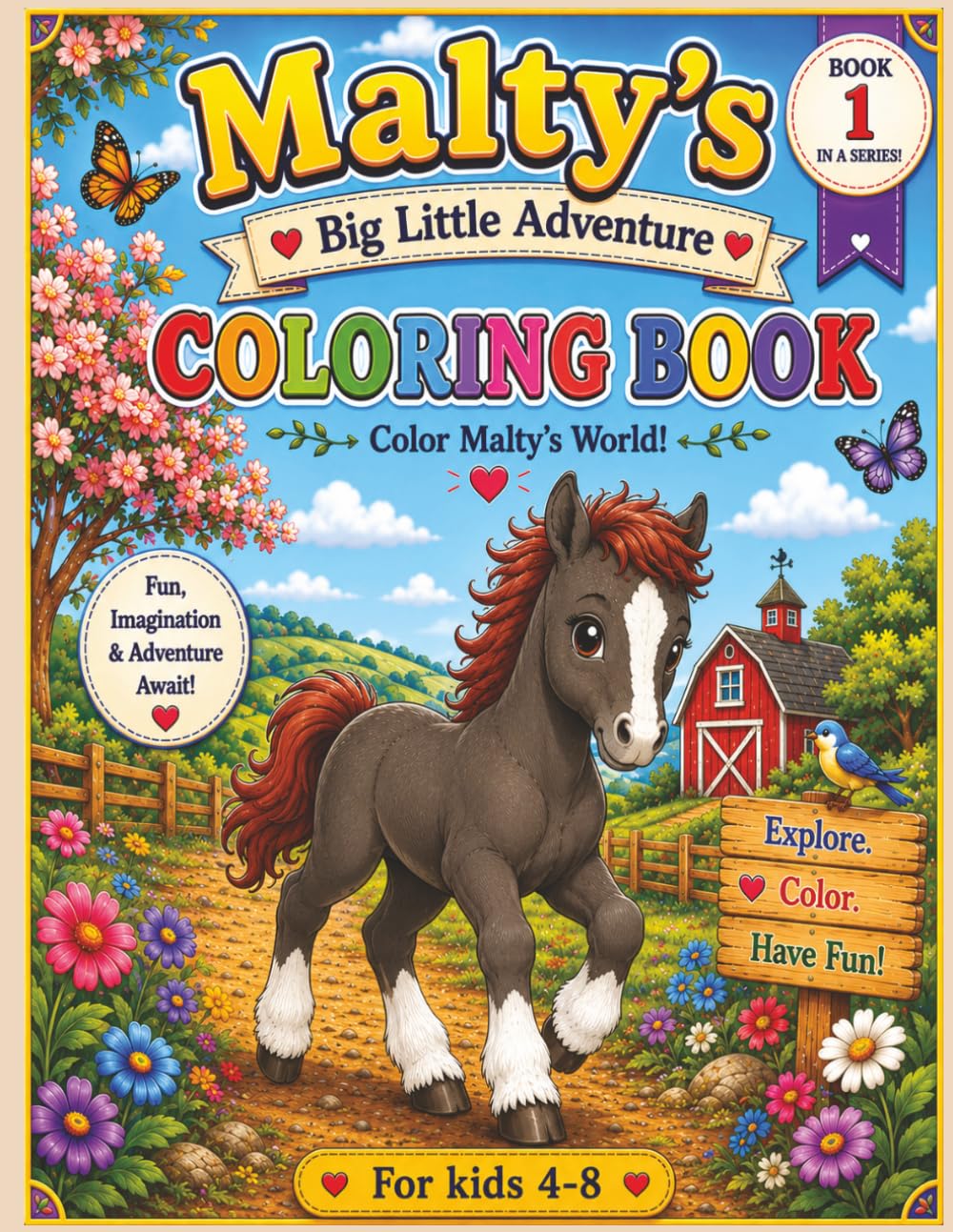 Coloring book horses: Color Malty's world (Malty's Big Little Adventures coloring books)