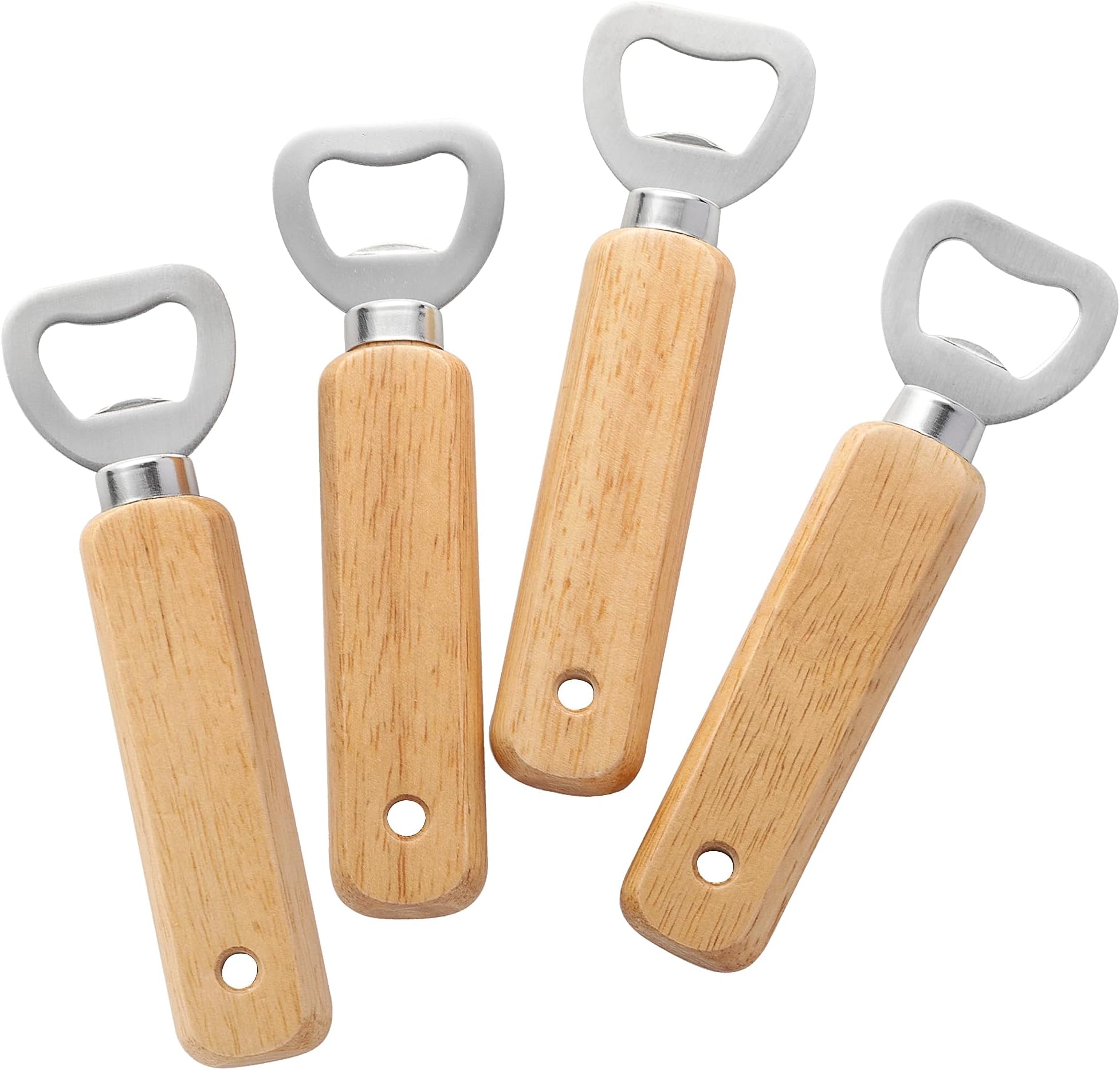 Engravable Wooden Bottle Openers, 4 PCS Handheld Beer Bottle Openers for Drinks Cider Bar Home Gadgets KH1304