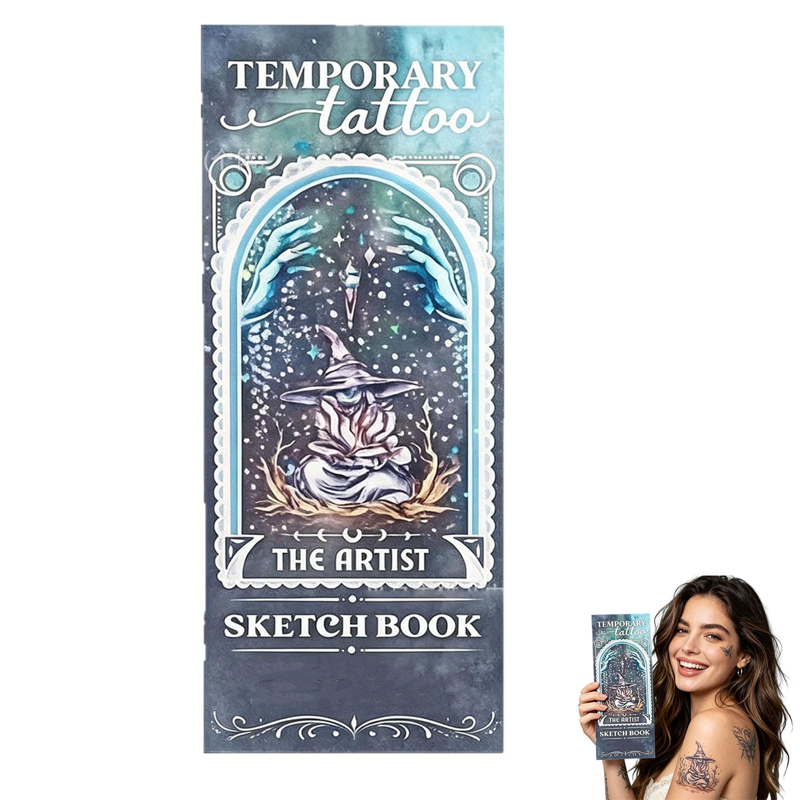 Temporary Tattoo Sketchbook, DIY Transfer Paper, 6x8 Inch, 10 Sheets, Skin-Safe, Seamless Peel & Wear Tattoo Paper for Beginners and Art Lovers