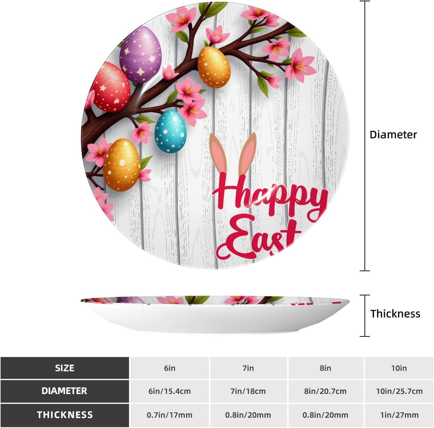 Easter Cute Style Ceramic Plate Display Decorative Plate With Stand Wall Hanging Plate For Home Decor 10 Inch