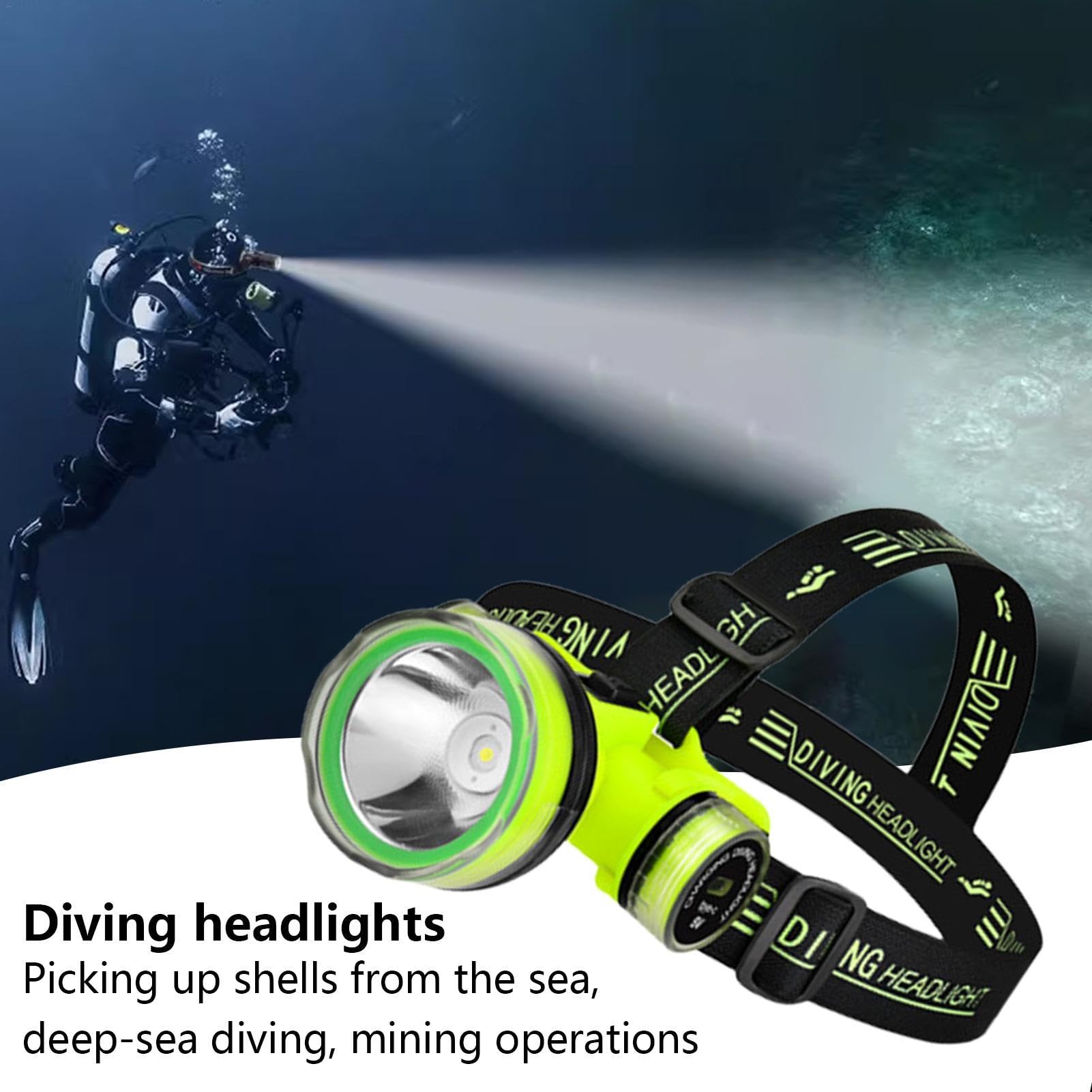 Lámpara Frontal De Buceo LED - Impermeable IPX8, Recargable USB, Alcance 350m, Luz Dual, Ideal Para Buceo Y Actividades Subacuáticas