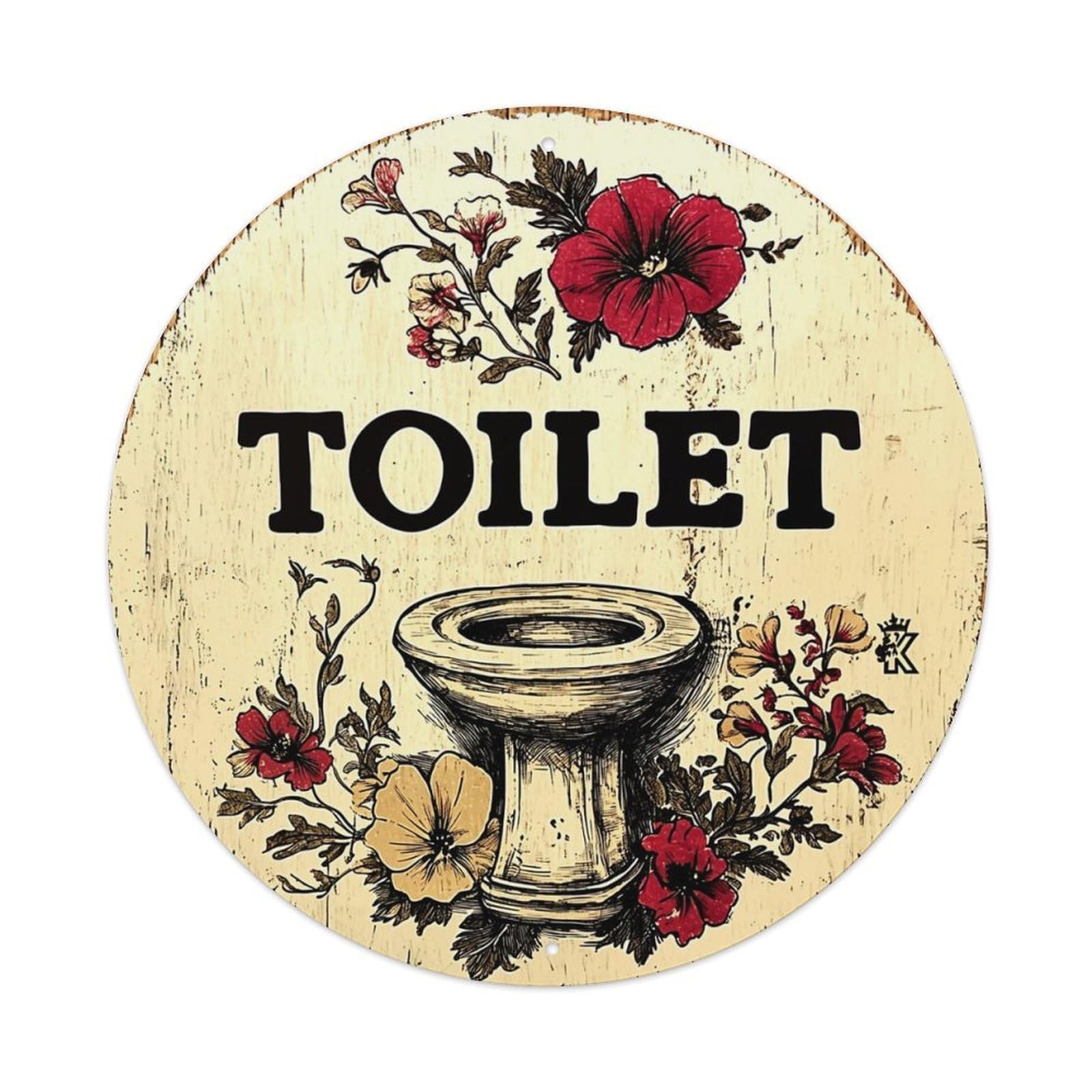 Floral Toilet Sign Art Vintage Tin Sign Metal Poster Vintage Metal Signs for Home Man Cave Bar Cafe Kitchen laundry room Wall Decorations Gift 8x8Inch