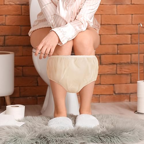 Vista 27 de 9 piezas de pantalones de plástico impermeables para incontinencia, a prueba de fugas, ropa interior para adultos (L, negro)