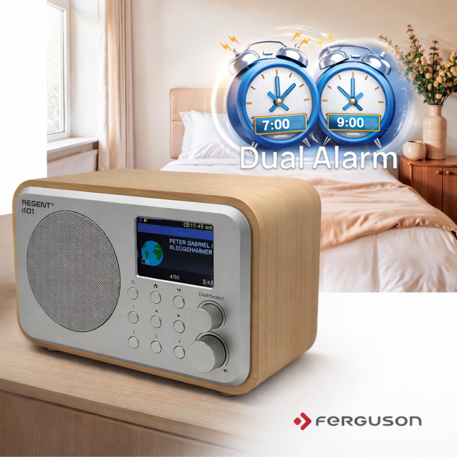 Ferguson Regent i101 Internetradio WLAN Radio mit Bluetooth FM/DAB/DAB+ Radio UKW, Radiowecker, Equalizer, Farbdisplay, USB, AUX IN, Line Out,UPnP, Sleep Timer, App-Steuerung, Fernbedienung