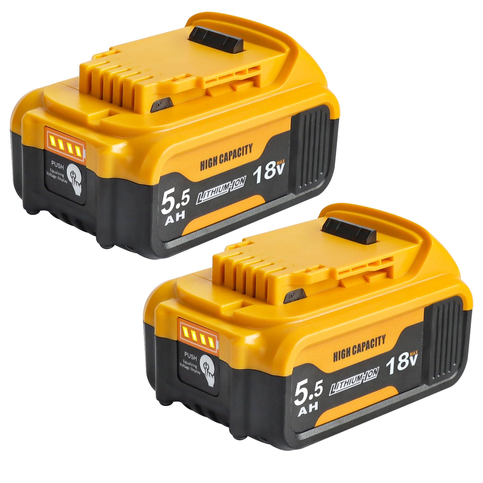 2 Stück 18V Akku für DeWalt 5.5Ah DCB200 DCB201 DCB203 DCB204 DCB206 DCB207 Lithium-Ionen Akku Kompatibel mit 18V XR Elektrowerkzeugen