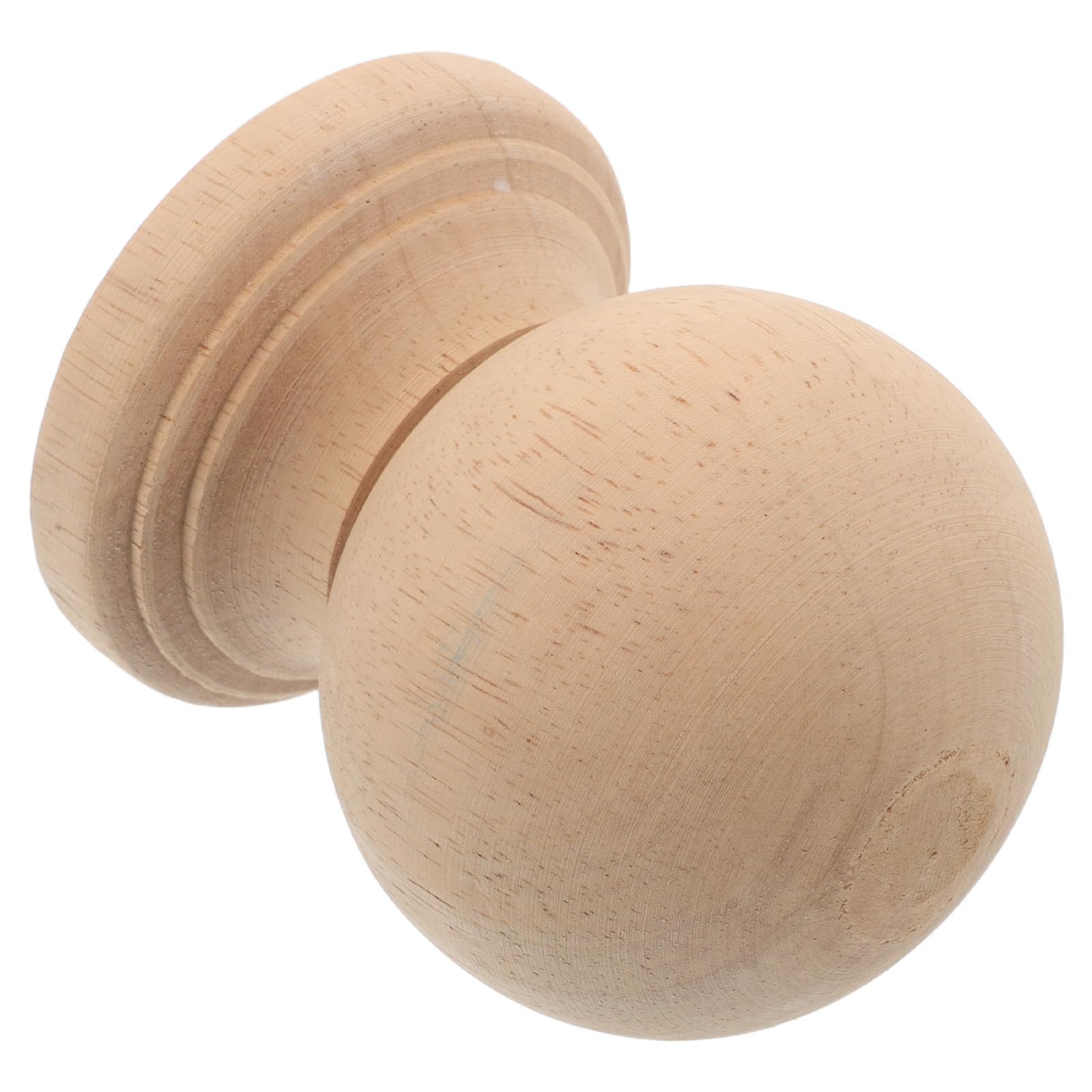 Remate de madera para postes decorativo en diseño esférico beige natural