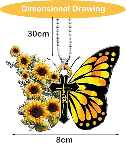 Miniatura 2 de Accesorios para espejo retrovisor de automóvil, girasol, mariposa, Jesús, cruz, adorno colgante cristiano 2D, plano, religioso, cristiano, para el