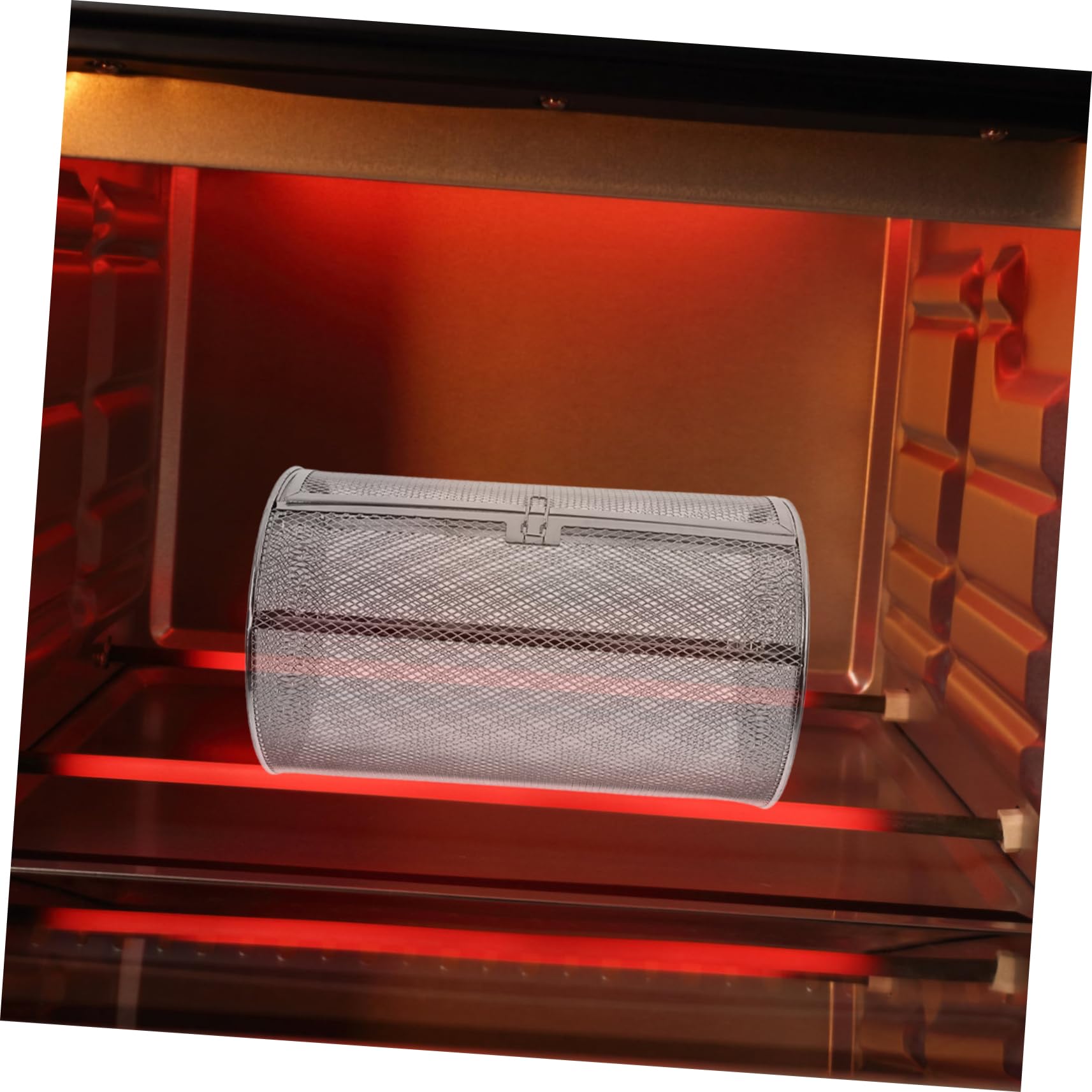 BESTonZON Cesta Giratoria De Acero Inoxidable Para Horno y Barbacoa Jaula Asadora De Para Frutos Secos Carne y Verduras Accesorio Para Freidora De Aire y Asador Rotatorio De Cocina