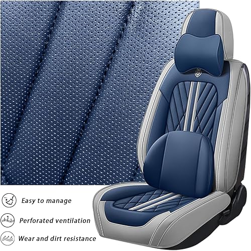 Miniatura 4 de Funda de asiento de automóvil para Audi Q8 2019-2023, 5 asientos, de piel napa, impermeable, antideslizante, compatible con bolsa de aire, fácil de