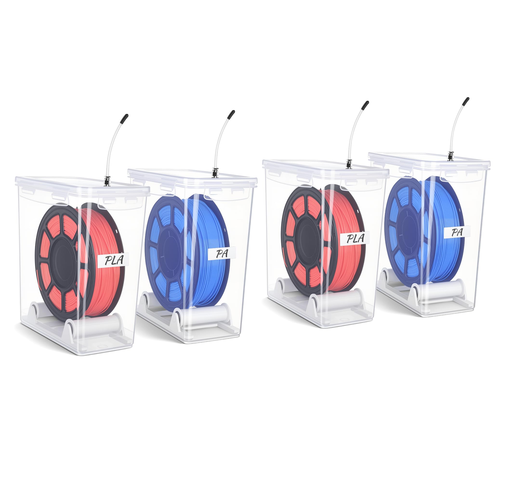 Photo 1 of [MISSING PARTS] Qacoczme 3D Printing Filament Storage Box with air-Tight connectors and Filament Spool Holders - Filament Dry Box for Filaments Sealing and Protection with Desiccant & Label (5.8L,4Pack)