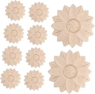 IMIKEYA 10 Piezas calcomanías de Madera Maciza Apliques de Madera Tallada con patrón de Flores calcomanía Tallada sin Pintar decoración de la Puerta del gabinete Aplique Tallado onlay