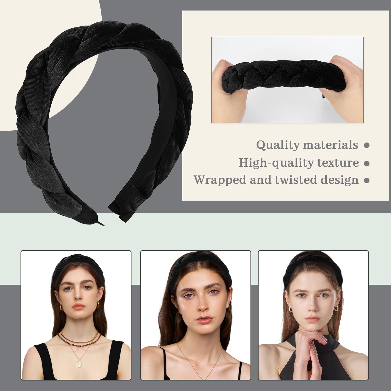 Cerchietto per capelli vintage in velluto nuvola per donne e ragazze, fascia in spugna, set di polsini per il viso, accessori per il bagno spa  200000297