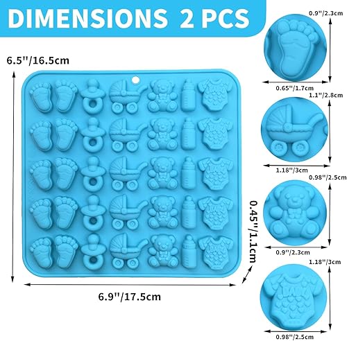 Miniatura 2 de Paquete de 2 moldes de chocolate para baby shower, pies de bebé, mameluco de bebé, chupete de biberón, molde de oso para carro, molde de silicona