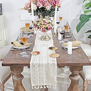 Runner da tavolo in stile vintage, realizzato a mano, in macramè, rettangolare, in pizzo all'uncinetto, in rete cava, ideale come decorazione per matrimoni o per la sposa e la cameretta dei bambini