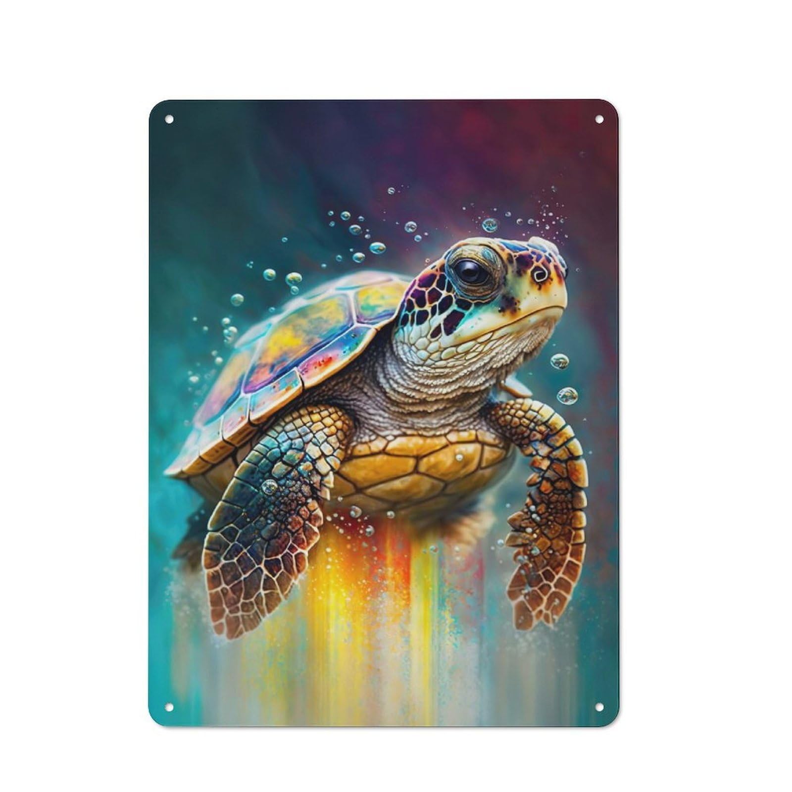 Retro Kitchen Metal Sign 40x30cm Featuring Turtle Watersketch, Bistro Wall Plaque for Restaurant, Kitchen, Counter Or Breakfast Nook