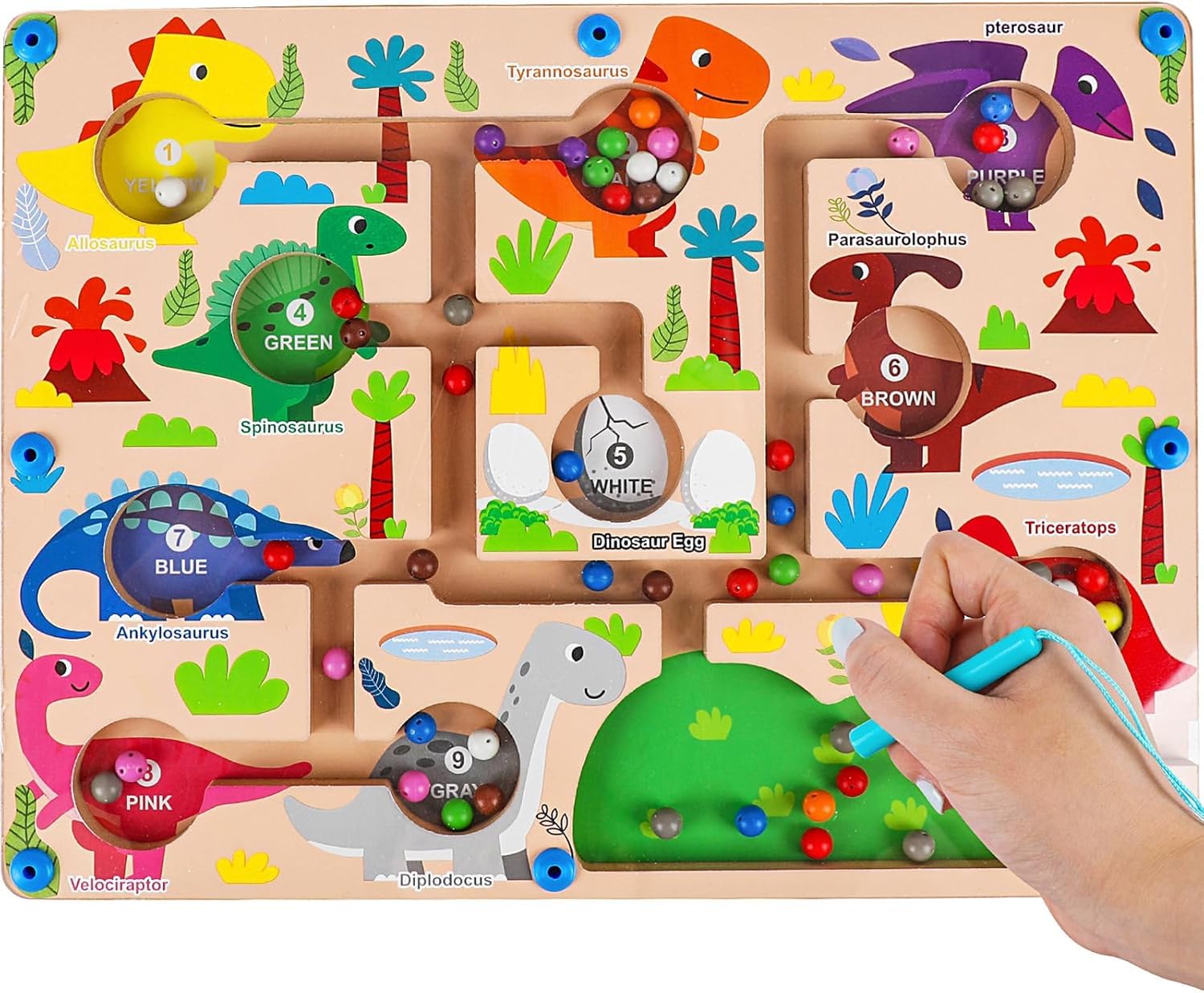 Slipps Magnetic Color and Number Maze, Montessori Wooden Toys Dinosaur Puzzle Board Magnet Maze Game Counting Matching Toy for Toddler Boys Girls 3 4 5 Years Old (B0DC41ZF2K) Amazon Price History, Amazon Price Tracker