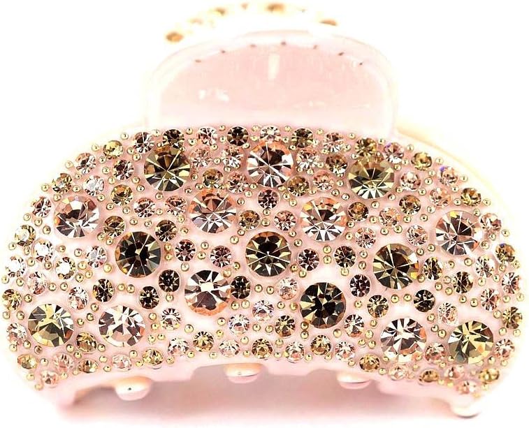 CHRYSE Austrian Rhinestone Hair CLAMP Claw Clip Barrette Pony Holder C713 Nude