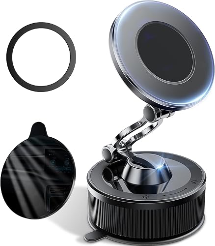 Soportes de teléfono para tu automóvil, soporte magnético compatible con MagSafe, ventosa de vacío ultra fuerte, rotación de 360 para tablero y