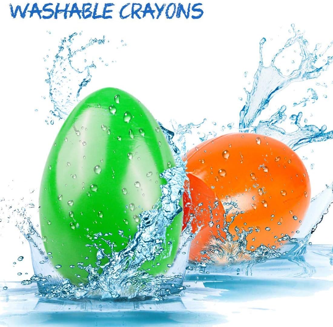 Crayons for Toddlers, Palm Grip Crayons Set 9 Colors Non Toxic, Washable Paint Crayons Stackable Toys for Kids, Baby, Children, Boys and Girls(Egg-Shaped)
