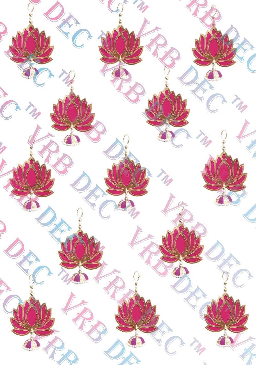 VRB DecTM Lotus Hangings for Decoration/Hanging for Home Decor/Floral Wall Hangings for Temple Decor/Diwali Decor,Wedding and All Festival Decor/showpiece for Home Decor (Pink, 6)