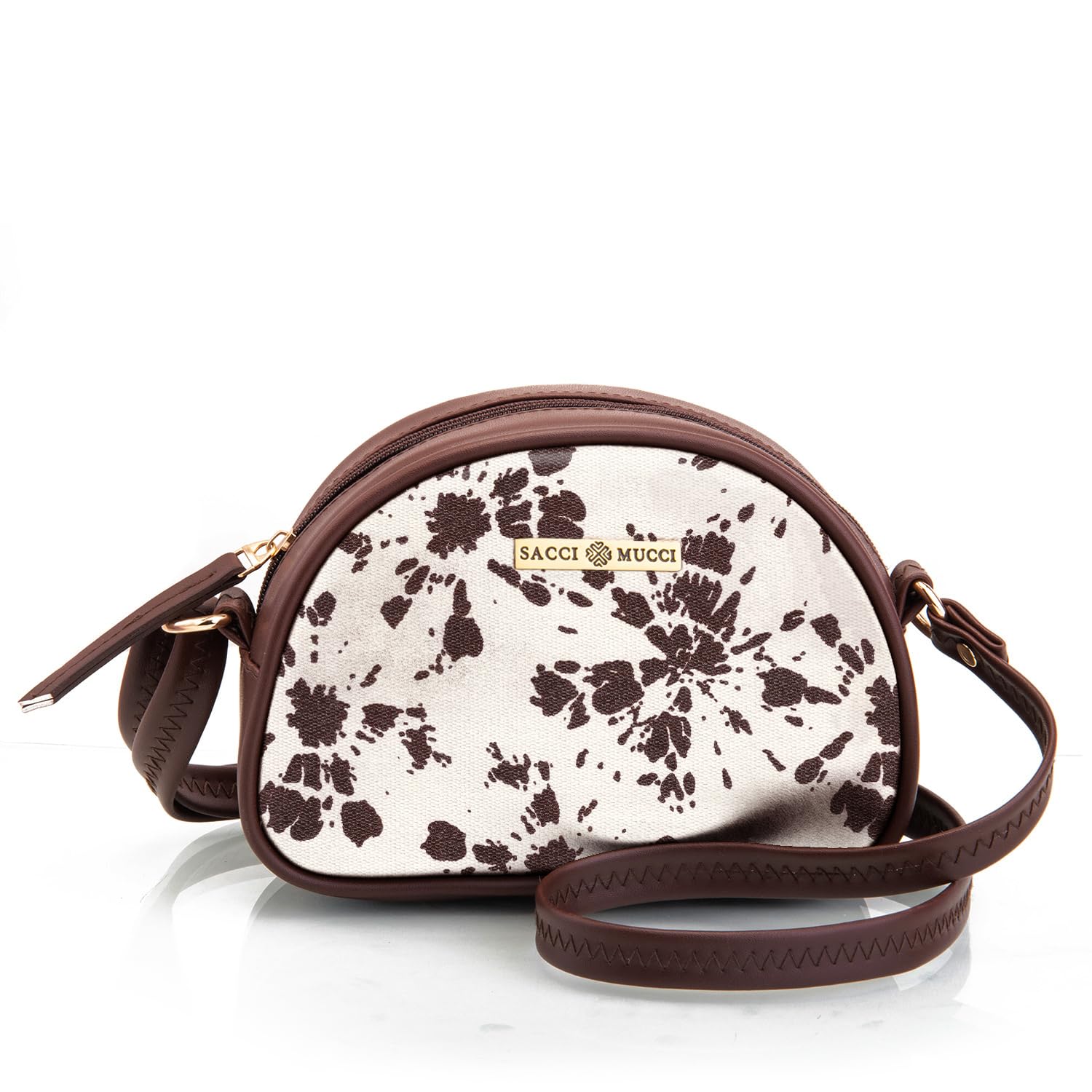 SACCI MUCCI Printed Arch Sling Crossbody Bag For Women| Printed Vegan Leather Purse With Slip Pocket- Shibori Style (Brown) (B0C7LPPCHC) Amazon Price History, Amazon Price Tracker