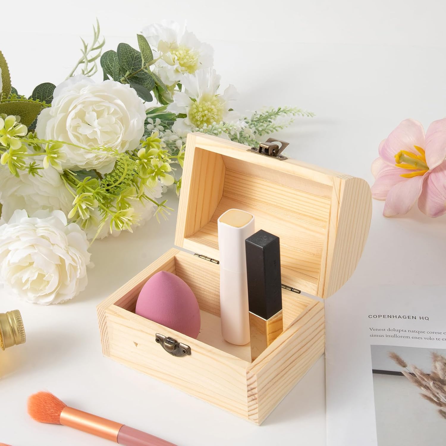 12 pcs 4.6 x 3.1x3.5 in Arched Wooden Box Unfinished Wooden