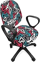 Vista 41 de Ambesonne - Funda para silla de oficina en acuarela, pinceladas abstractas con diseño de lunares, patrón geométrico grunge, fondo moteado, tela