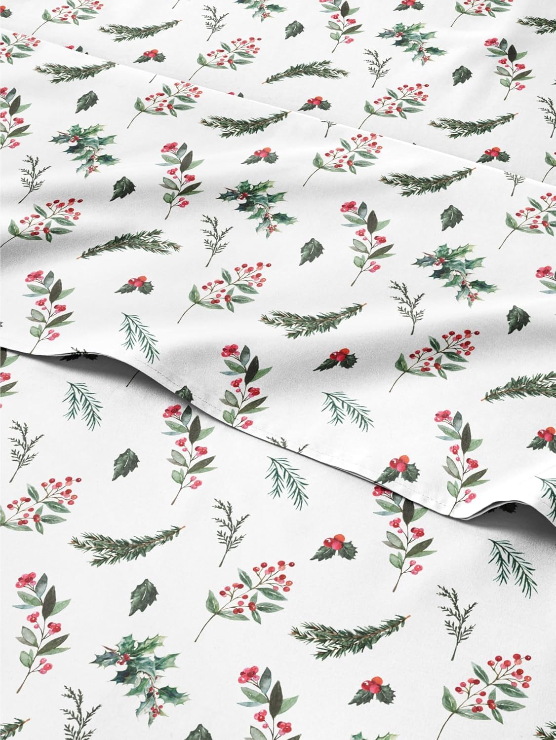 Christmas Sheet Set, Mistletoe, Holiday Xmas Bedding Set - Split King Size
