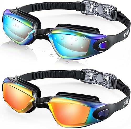 Aegend - Gafas de natación, paquete de 2 gafas de natación sin filtraciones, para adultos, hombres, mujeres y jóvenes