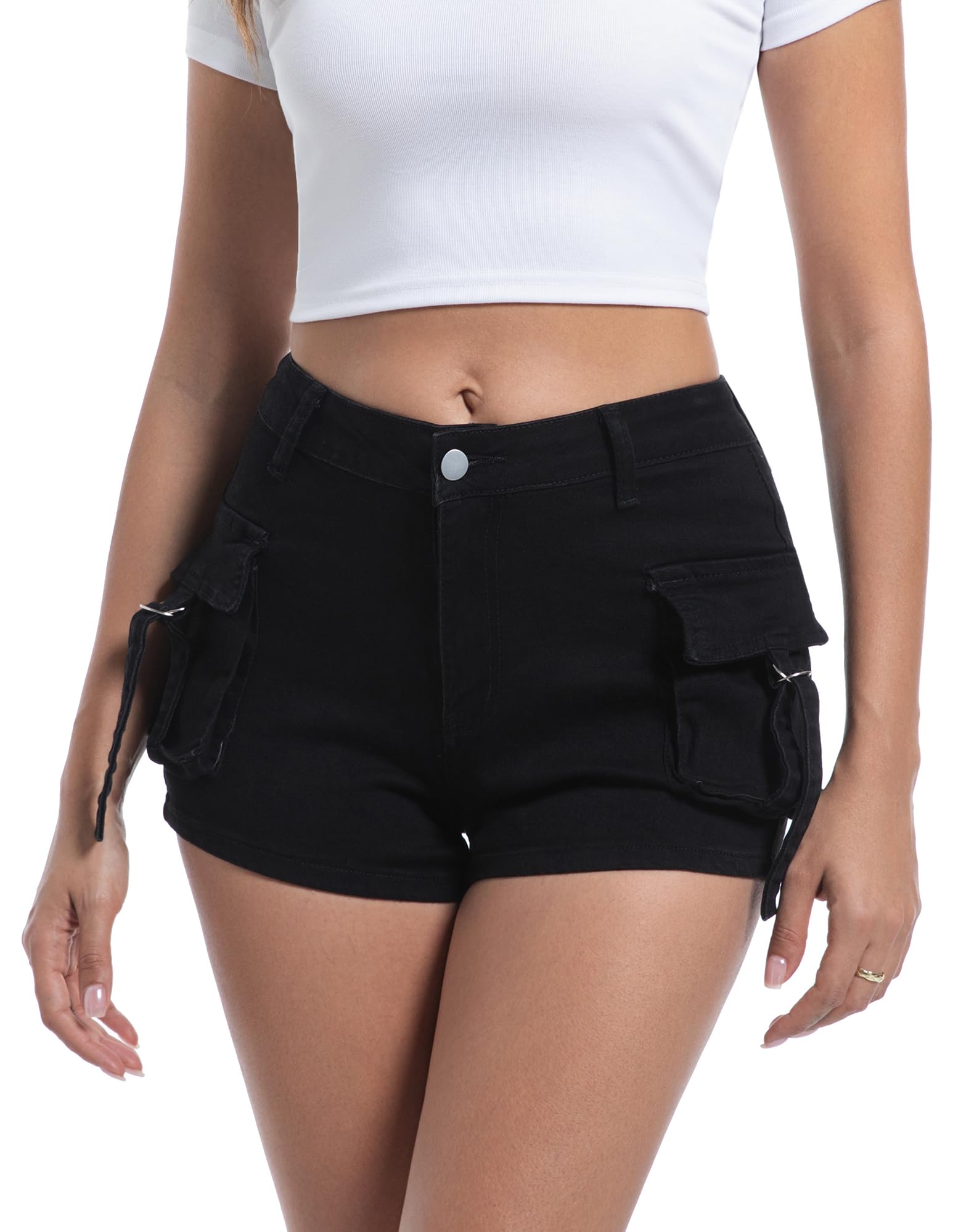 Y imoso Women’s High Waisted Cargo Shorts Casual Summer Denim Stretchy Jeans Chino Shorts Y2K