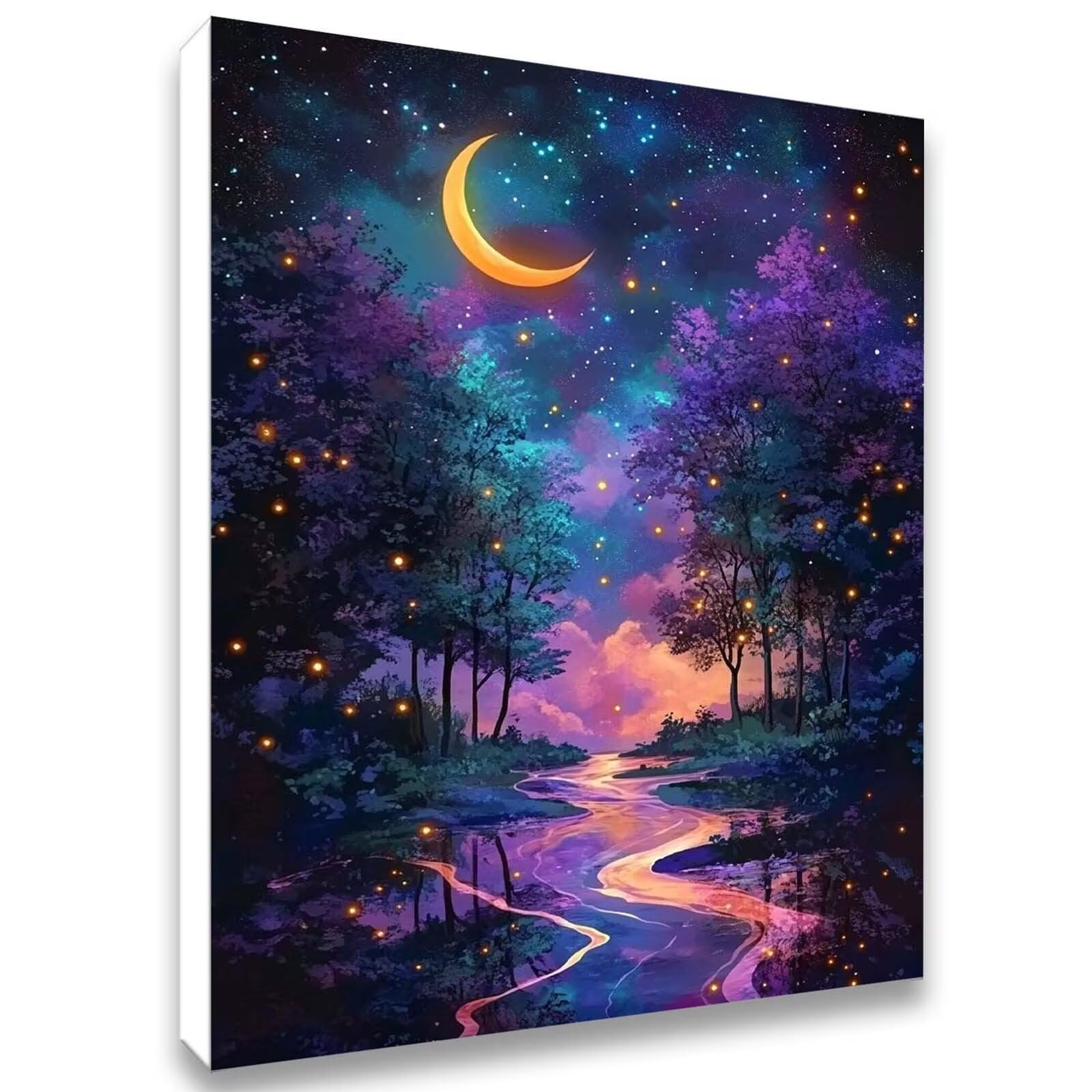 Ciel étoilé Peinture Numero Adulte, Avec Pinceau Acrylique 80x100cm j0-413 | Peinture par Numero Lune-1, Activité Manuelle Adulte Débutants, Tableau Decoration Murale, Cadeau Femme, Sans Cadre